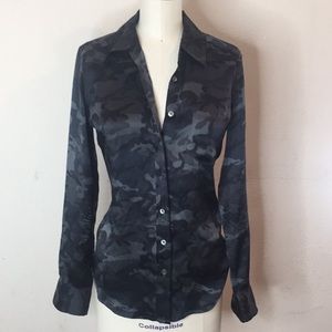 Equipment  Button Down Camouflage Silk Shirt XS